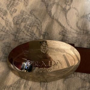 PRADA round buckle leather belt